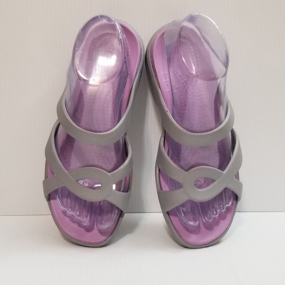 Crocs Women Meleen Twist Gray Purple Slip On Open Toe Comfort Sandal 202497 Sz 7